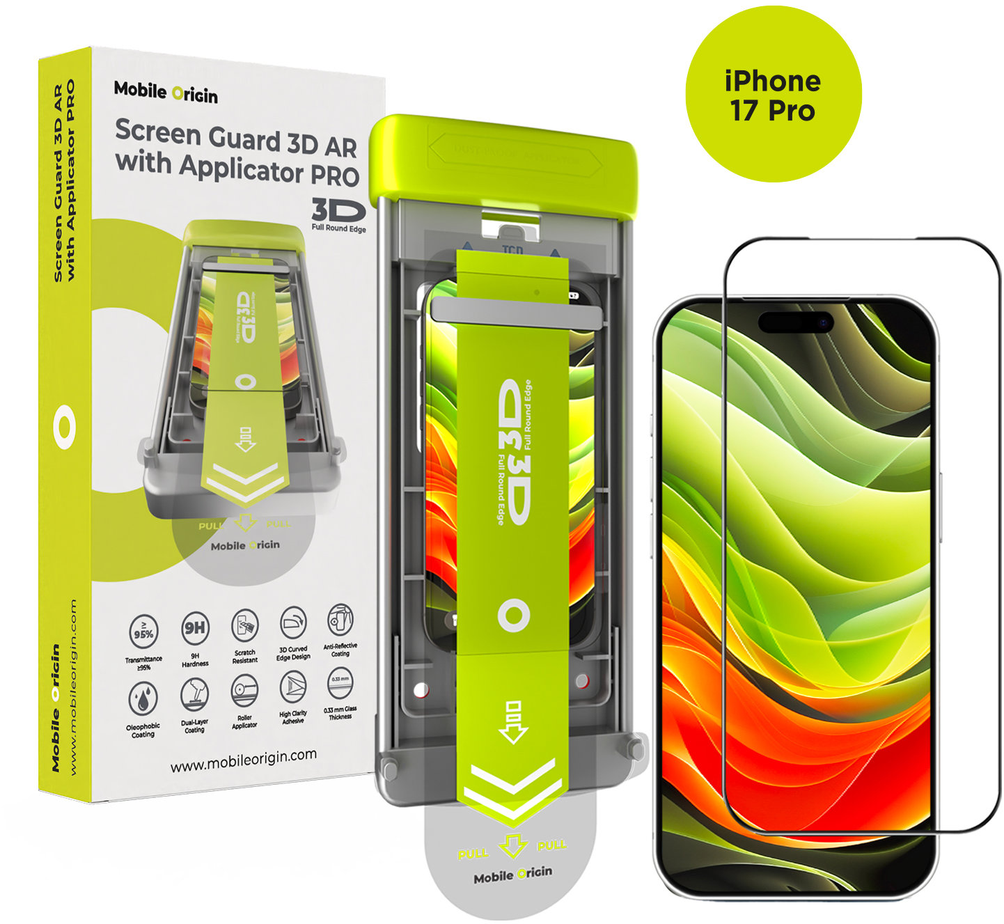 Mobile Origin Screen Guard 3D AR With Applicator PRO iPhone 17 Pro
