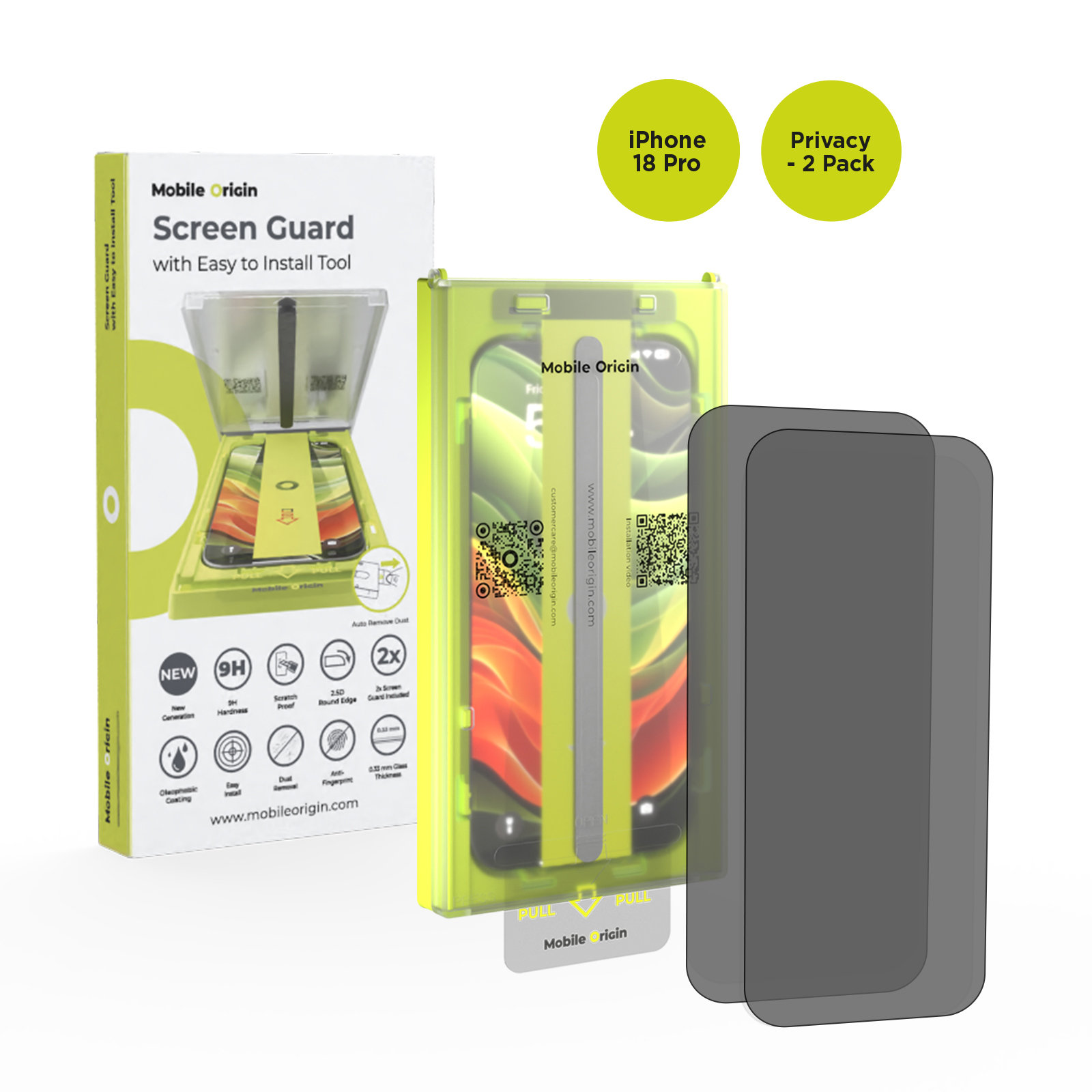 Mobile Origin Screen Guard Privacy With Easy Applicator 2 Pack iPhone 18 Pro
