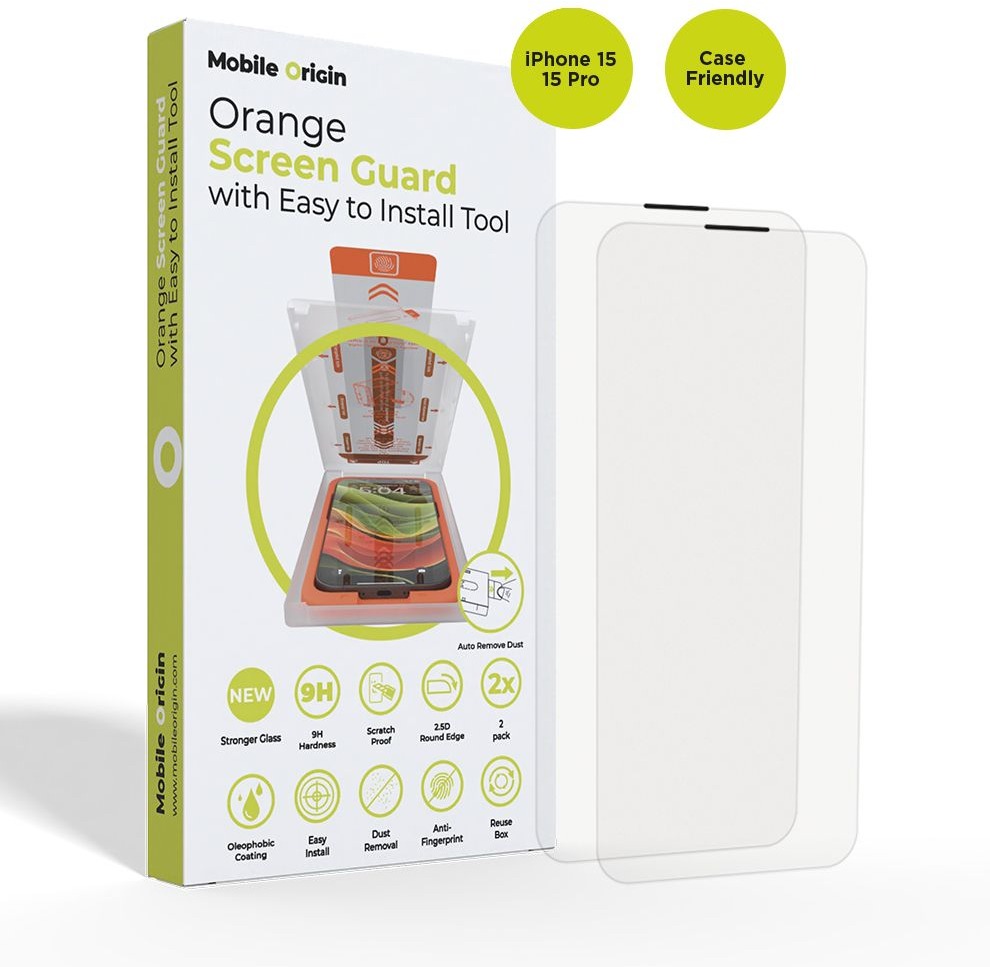 Mobile Origin Orange Screen Guard iPhone 15 Pro/15 2ks s aplikátorem
