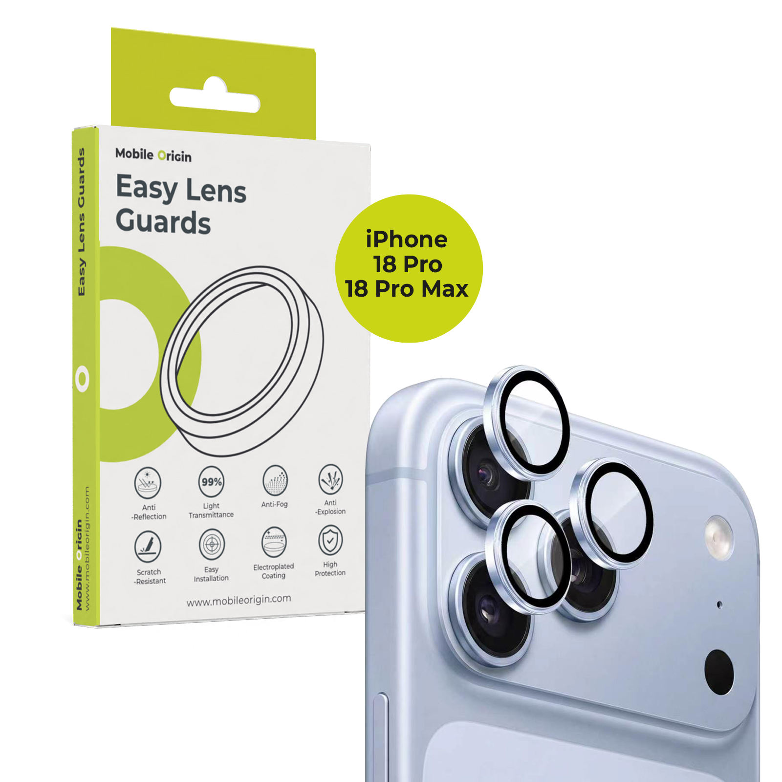 Mobile Origin Easy Lens Guards iPhone 18 Pro/18 Pro Max Blue