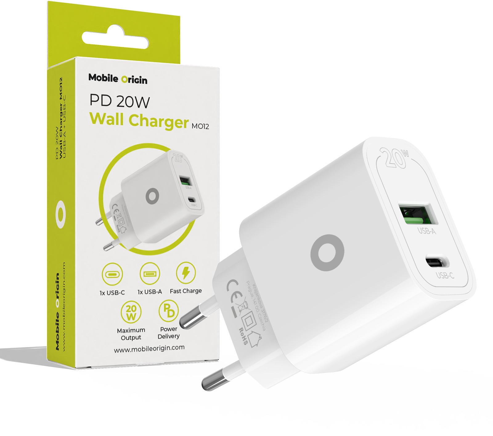 Mobile Origin PD20W Wall Charger MO12 1 USB-A + 1 USB-C