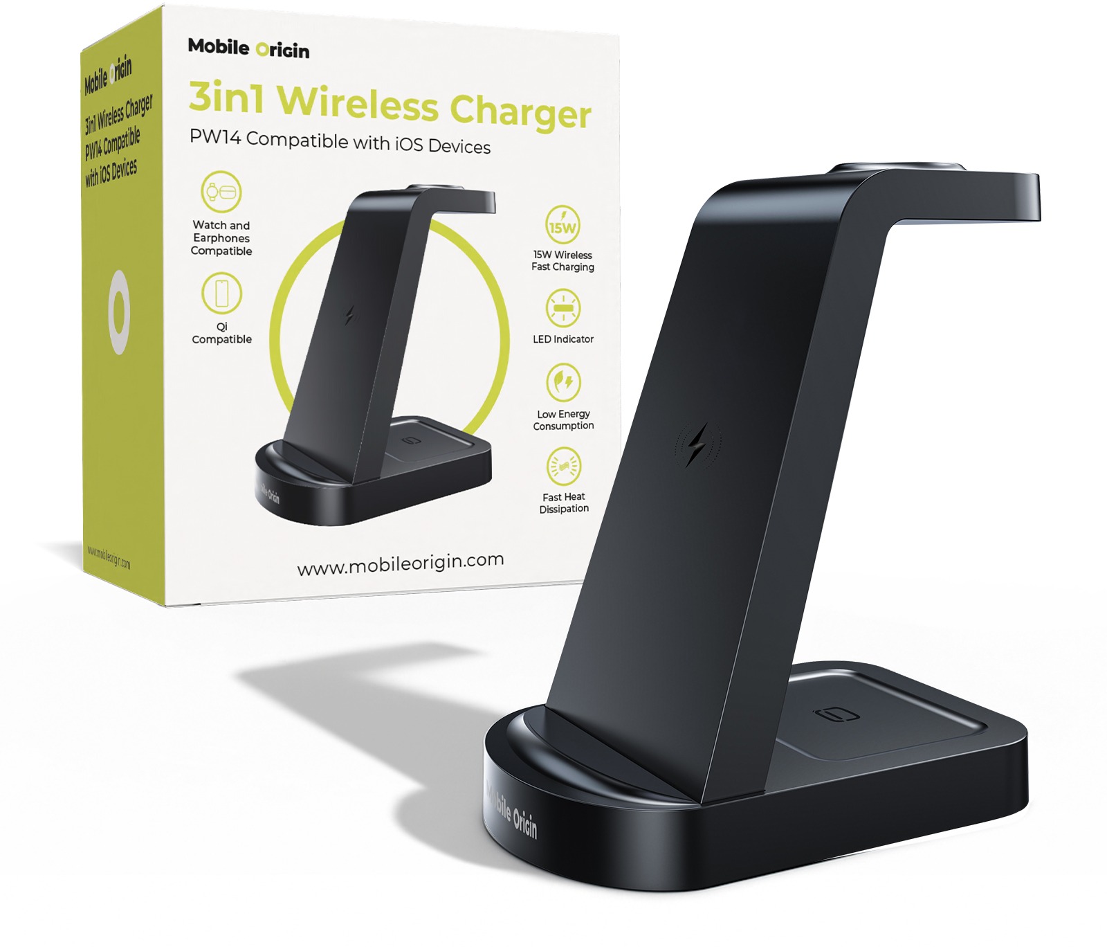 Mobile Origin 3in1 Wireless Charger PW14 iPhone Compatible