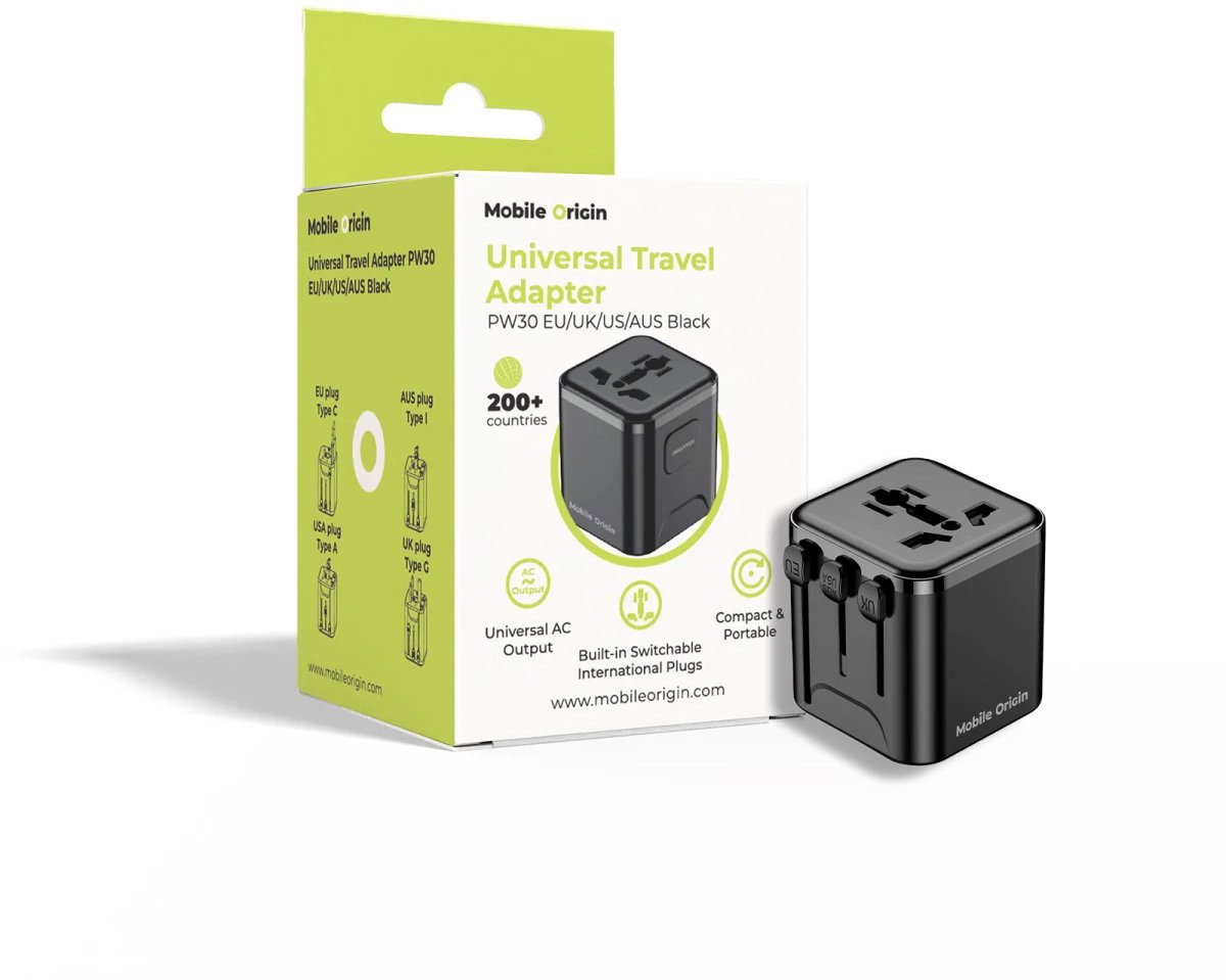Mobile Origin Universal Travel Adapter PW30 EU/UK/US/AUS Black