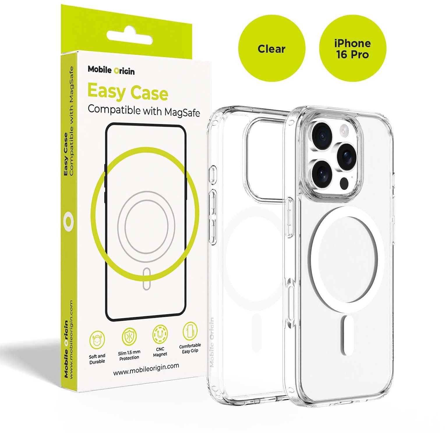 Mobile Origin Hybrid MagSafe Case Clear iPhone 16 Pro