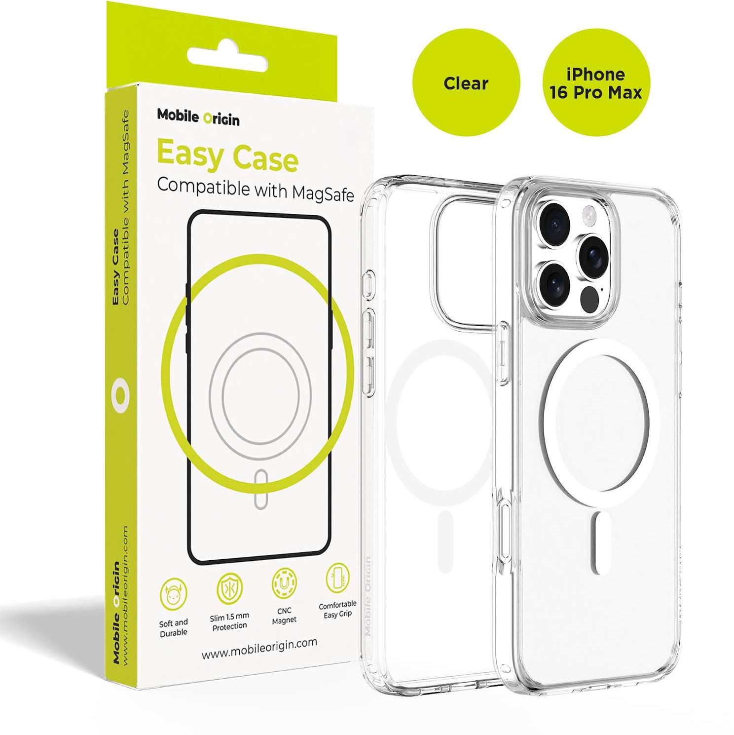 Mobile Origin Hybrid MagSafe Case Clear iPhone 16 Pro Max