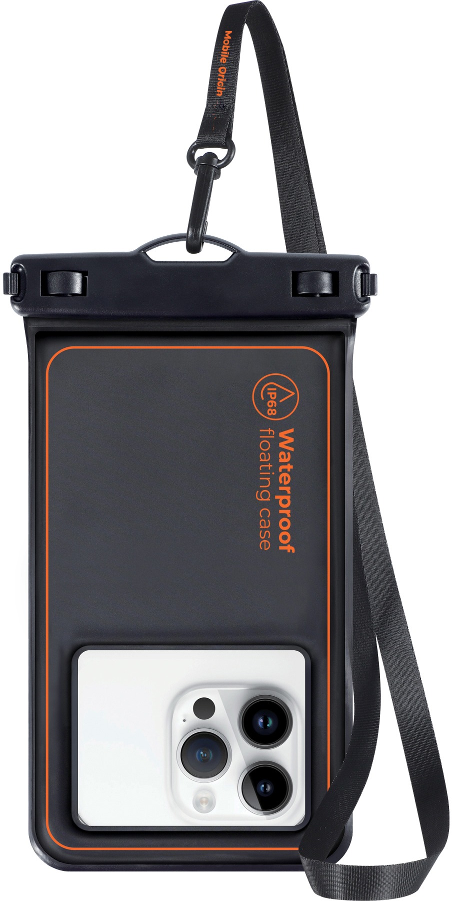 Mobile Origin Waterproof Floating Case 6.5" Black/Orange