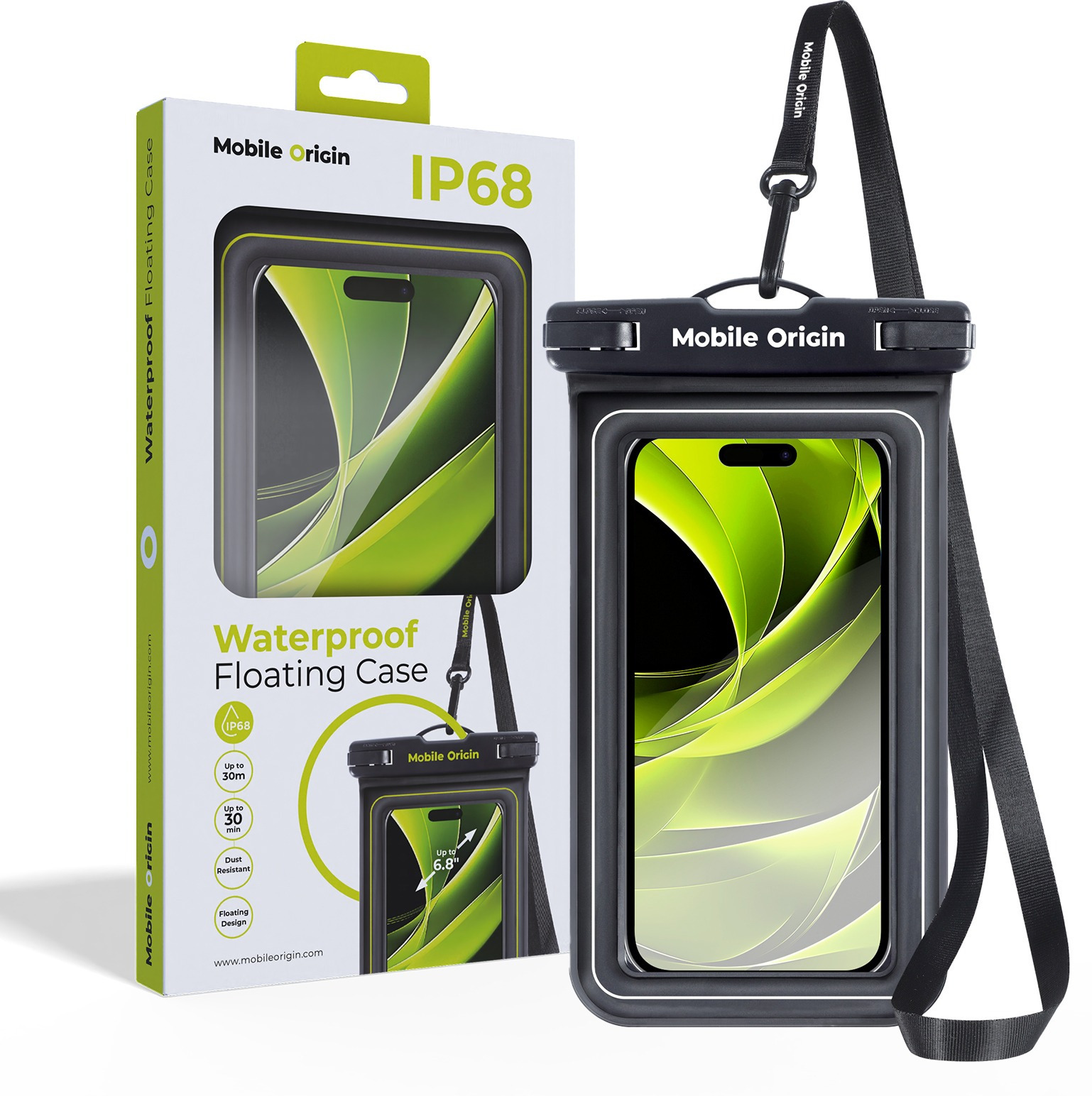 Mobile Origin Waterproof Floating Case 6.8" Black/White