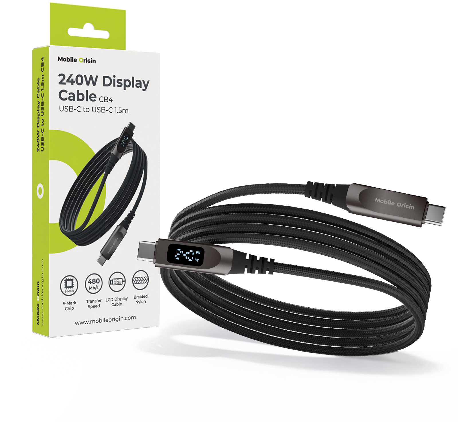 Mobile Origin 240W Display Cable USB-C to USB-C 1.5m CB4