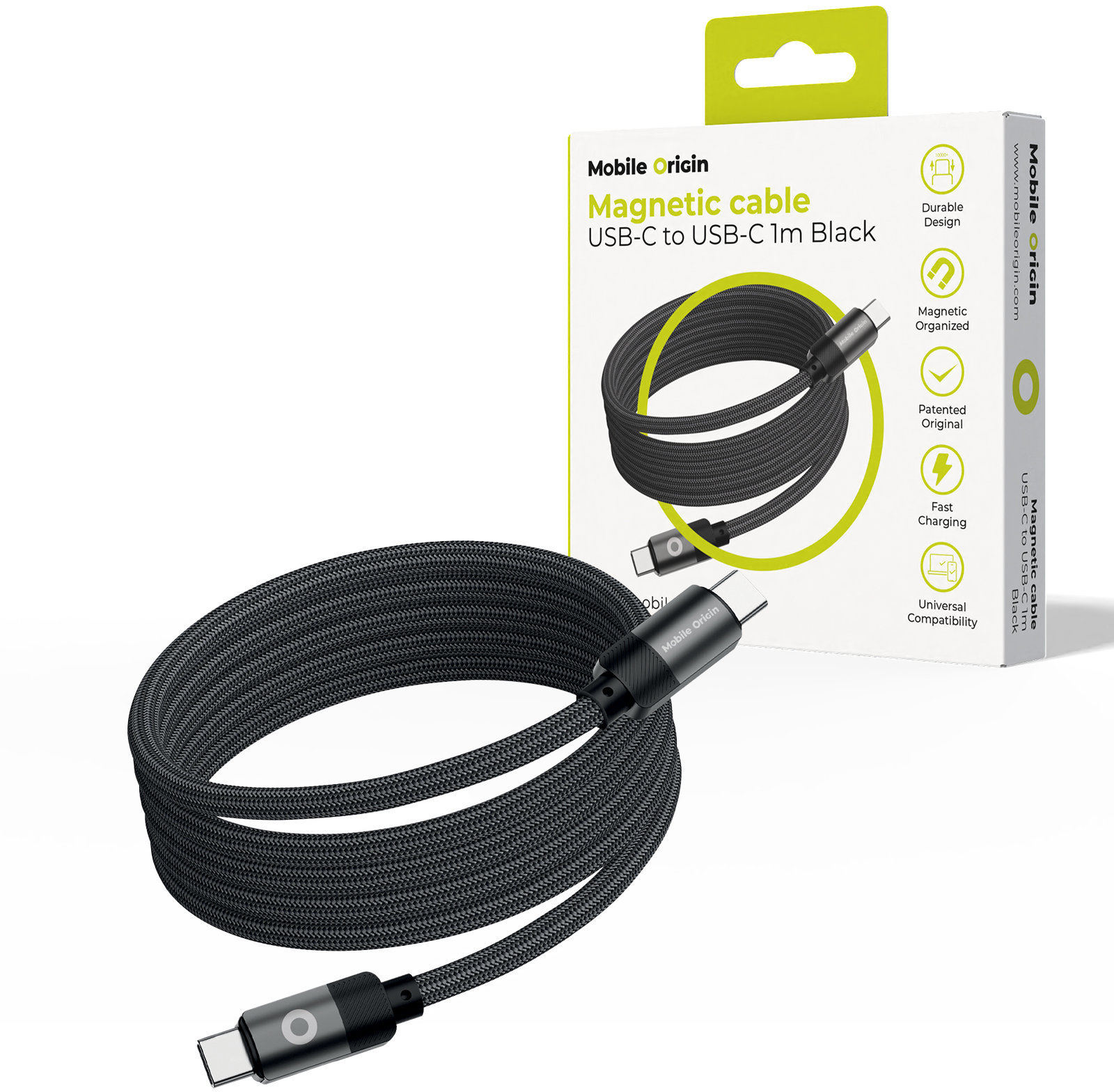 Mobile Origin Magnetic Patented Original Cable USB-C to USB-C 1m, Black