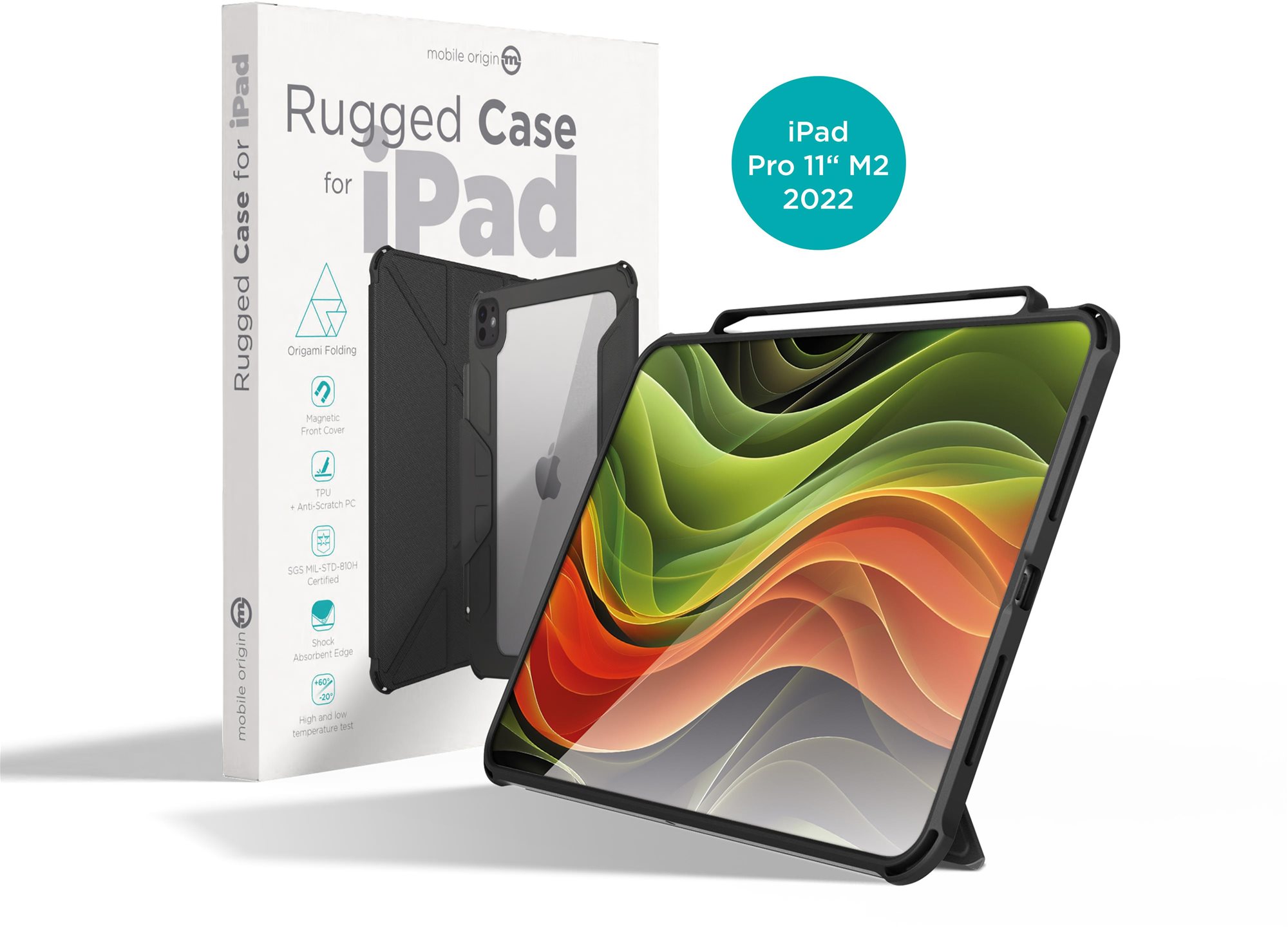 Mobile Origin Rugged Case Black iPad Pro 11" M2 2022 4th gen