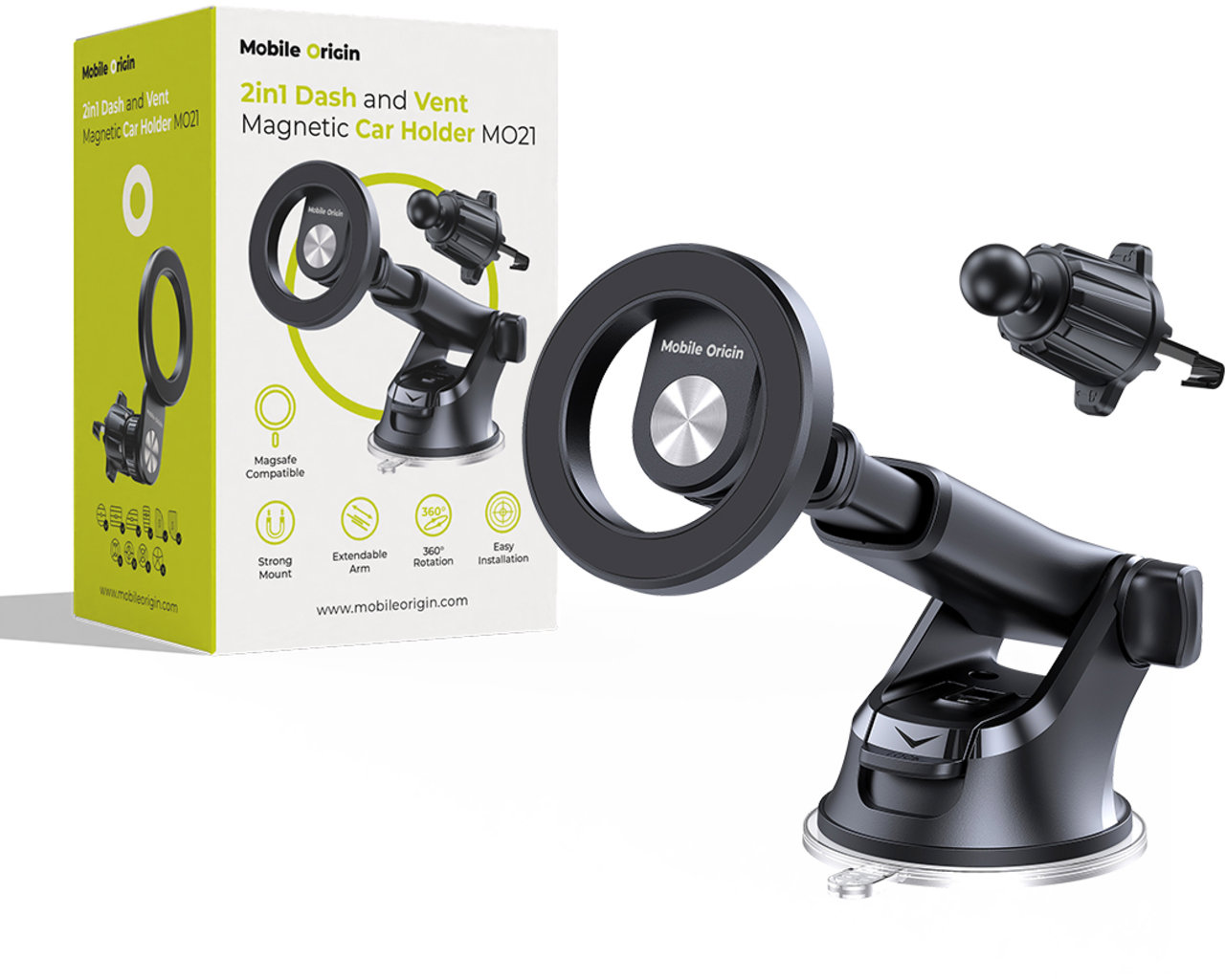 Mobile Origin 2in1 Dash And Vent Magnetic Car Holder MO21