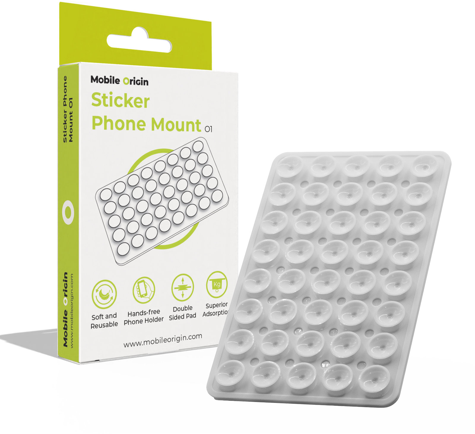 Mobile Origin Sticker Phone Mount O1 Clear White