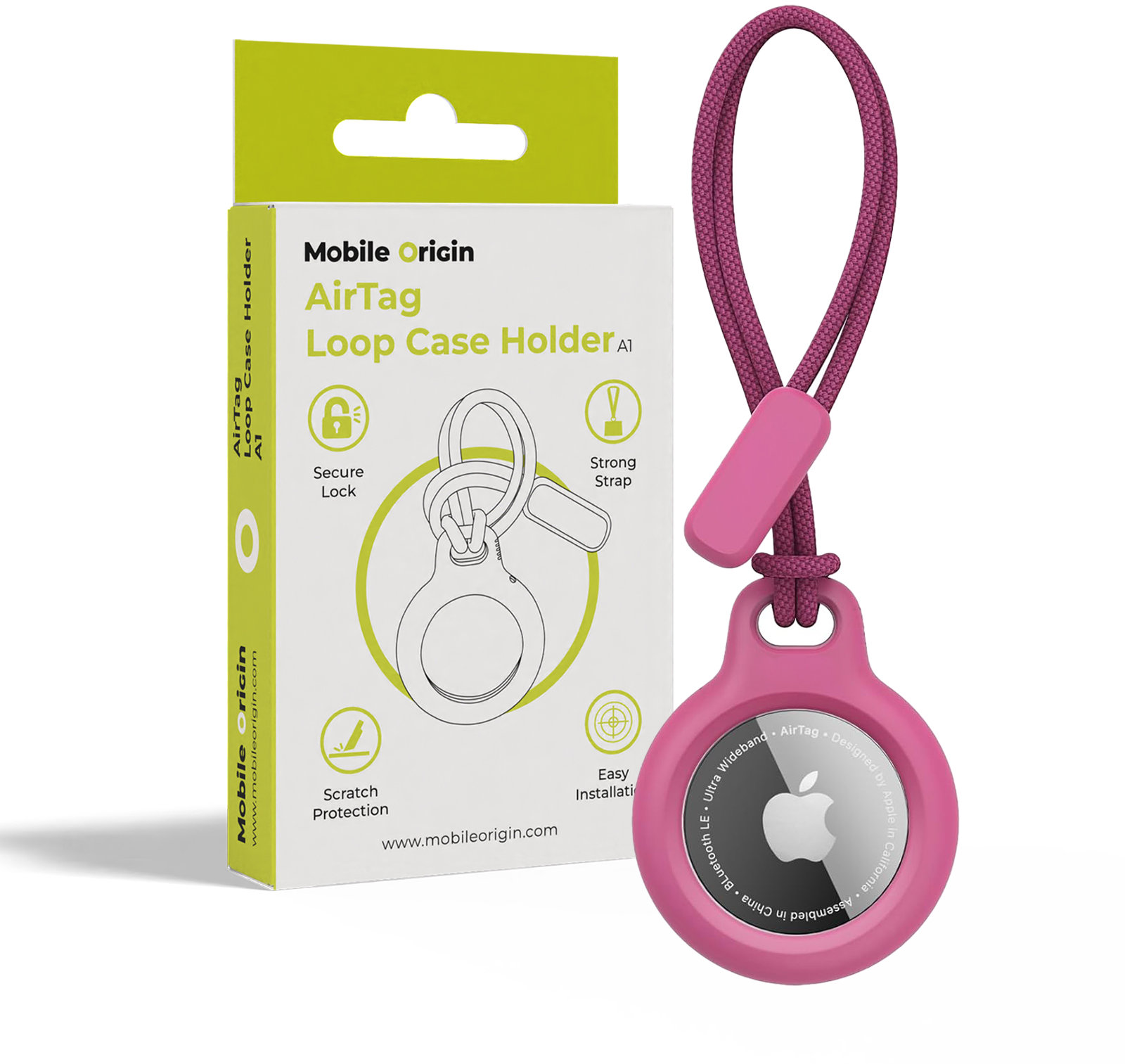 Mobile Origin Airtag Loop Case Holder A1 Pink