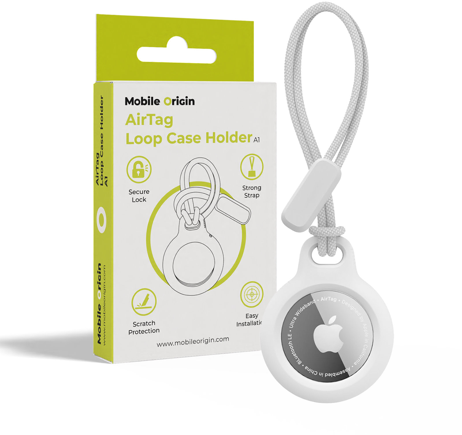 Mobile Origin Airtag Loop Case Holder A1 White
