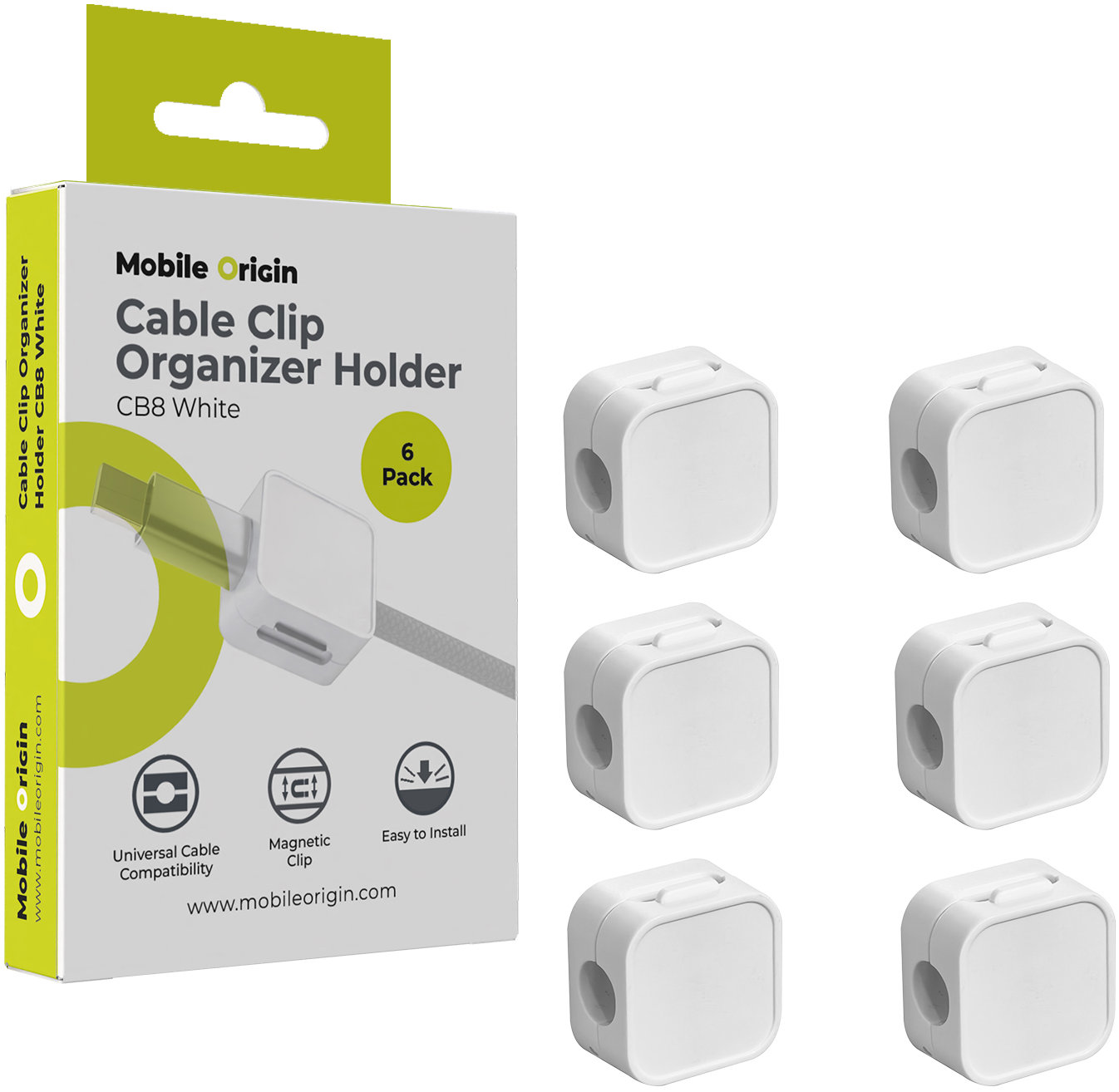 Mobile Origin Cable Cord Organizer Holder CB8 White