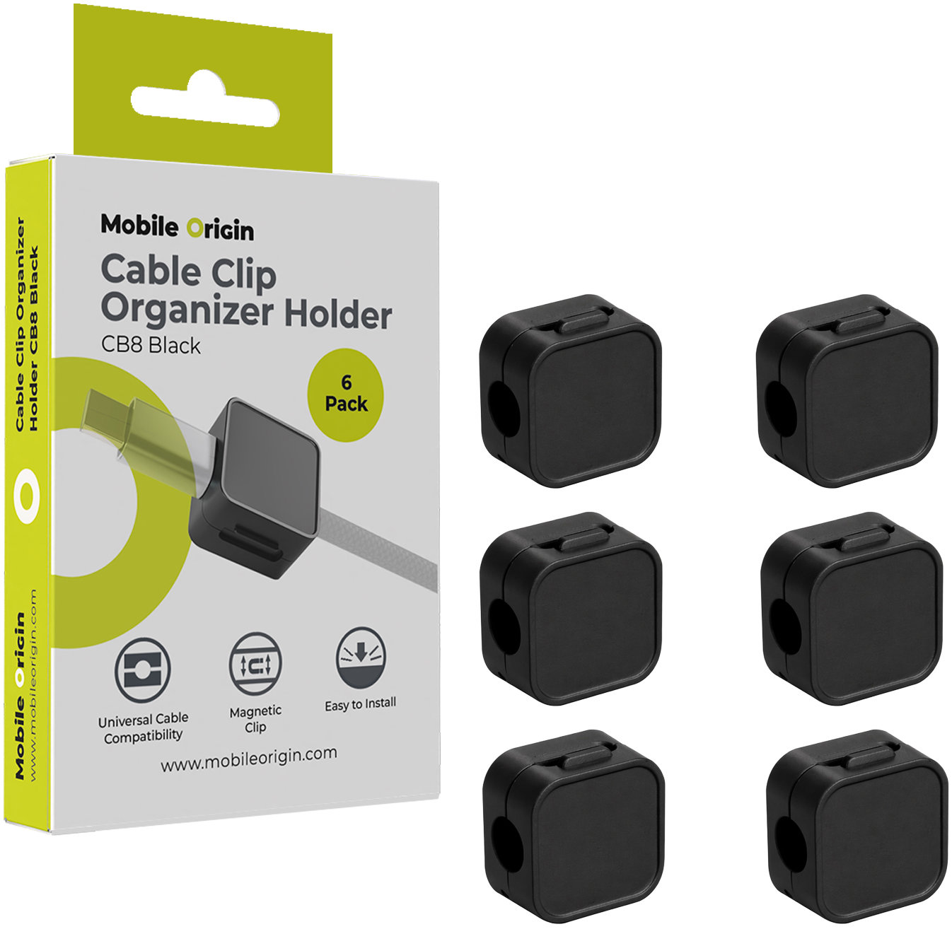 Mobile Origin Cable Cord Organizer Holder CB8 Black
