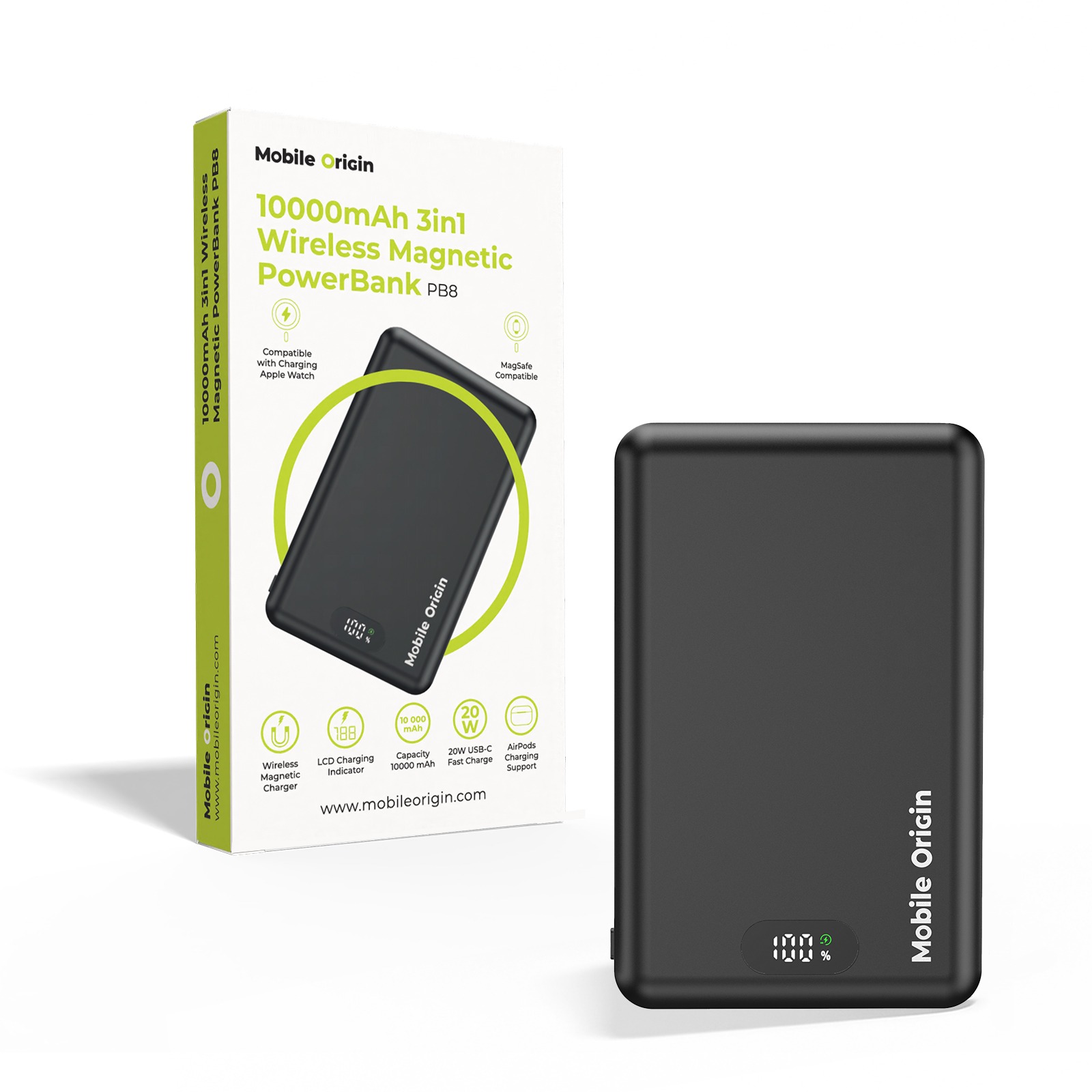 Mobile Origin 10000mAh 3in1 Wireless Magnetic PowerBank PB8