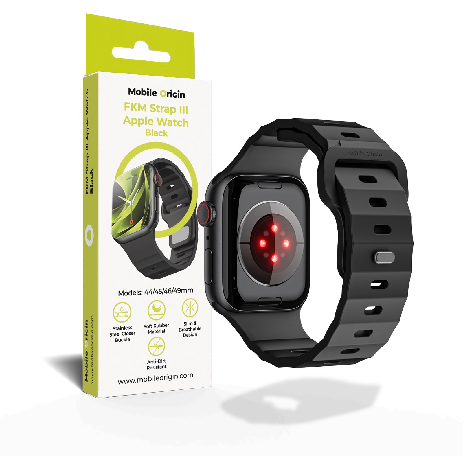 FKM Řemínek III pro Apple Watch 44 / 45 / 46 / 49 mm – Černý