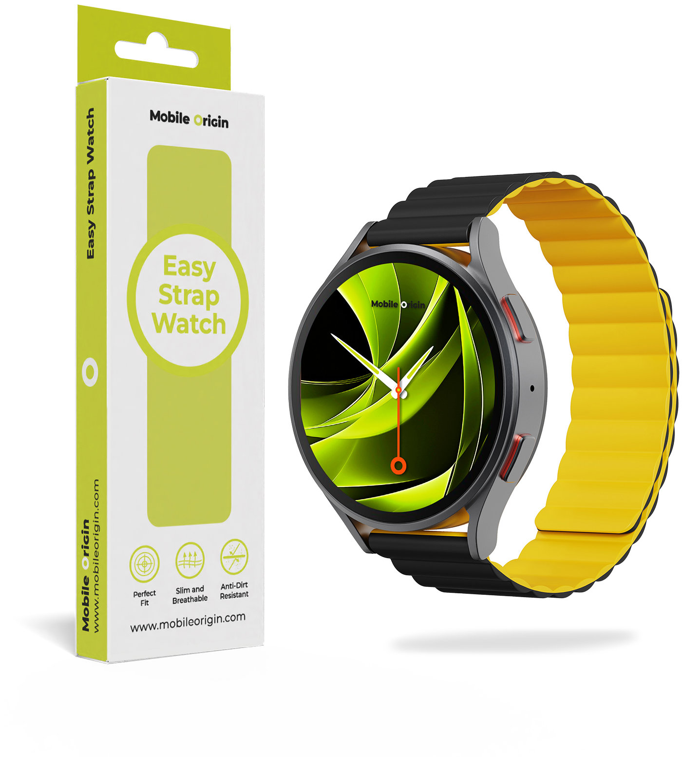 Mobile Origin Easy Strap Magnetic 20mm Quick Release Black Yellow