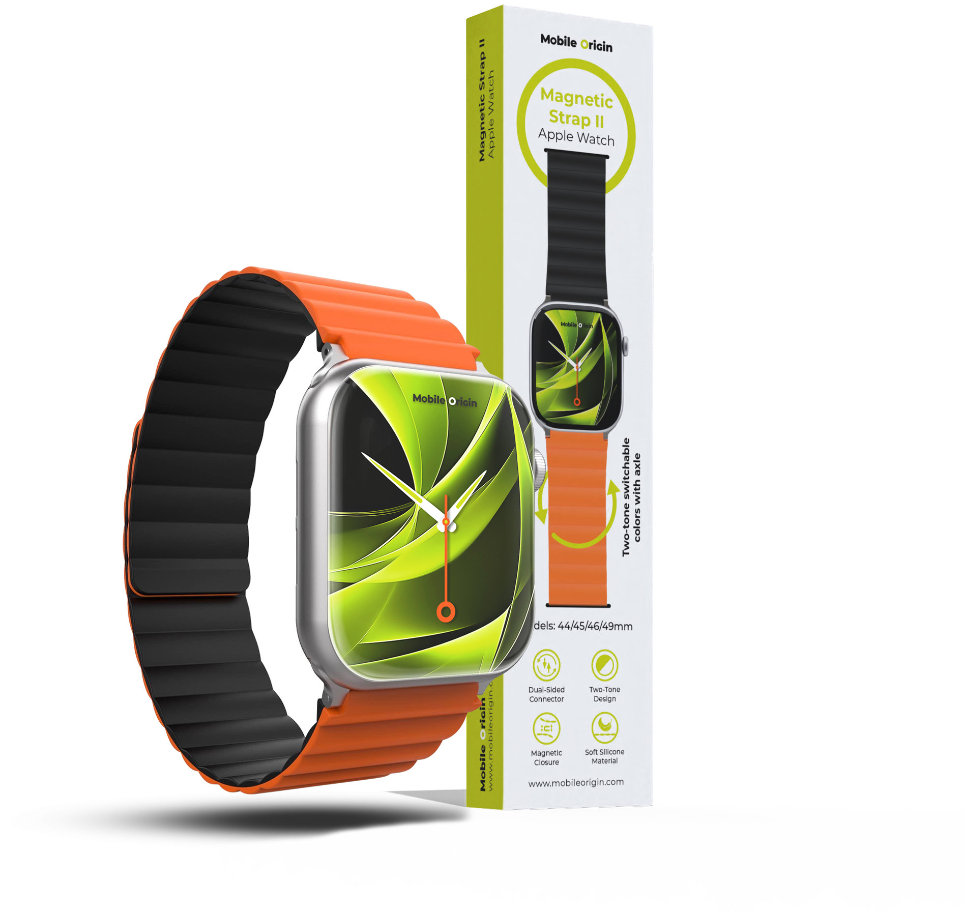 Mobile Origin Magnetic Band II Apple Watch 49mm/46mm/45mm/44mm Orange/Black