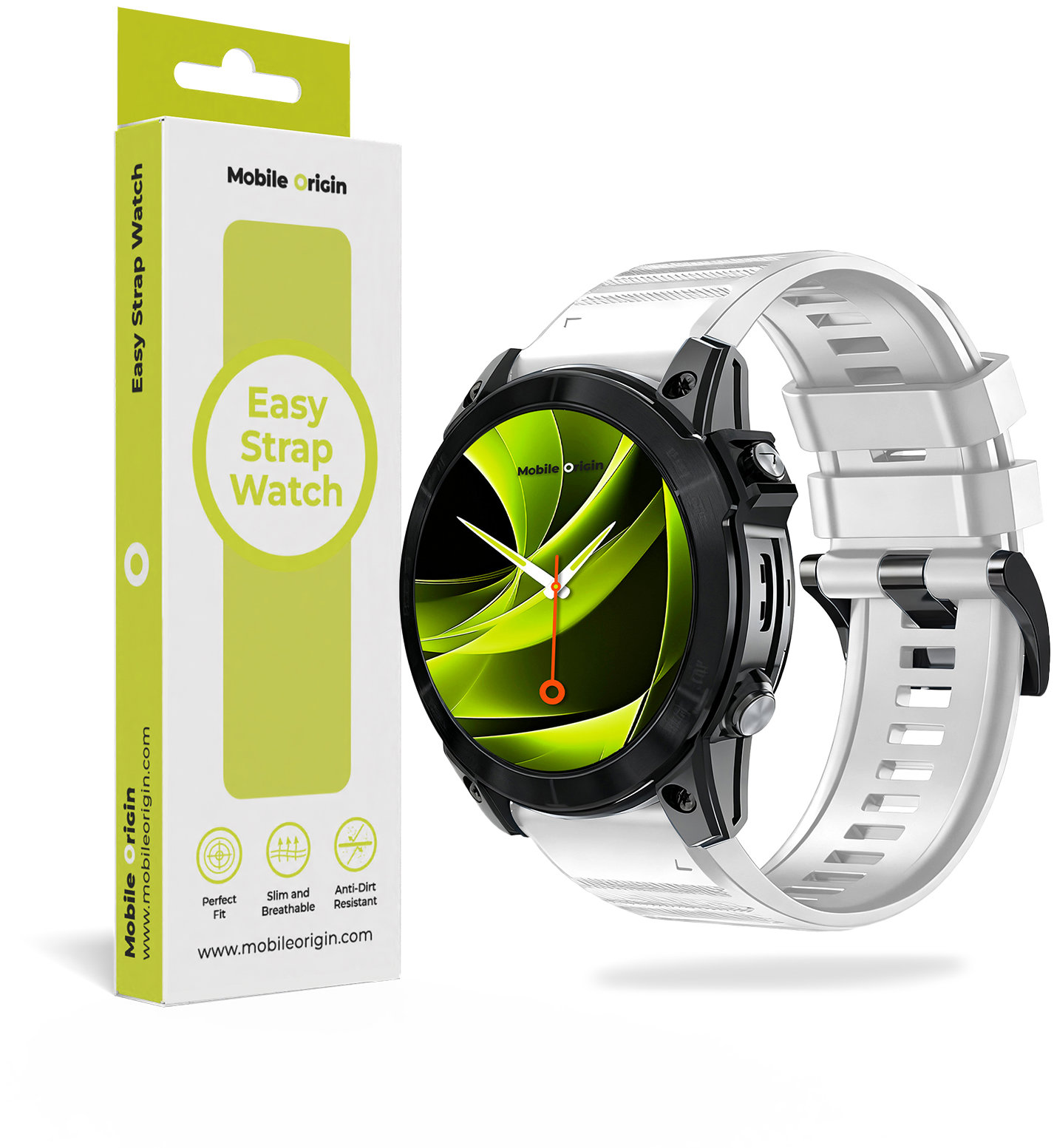 Mobile Origin Easy Strap Quick Fit for Garmin, 26mm White