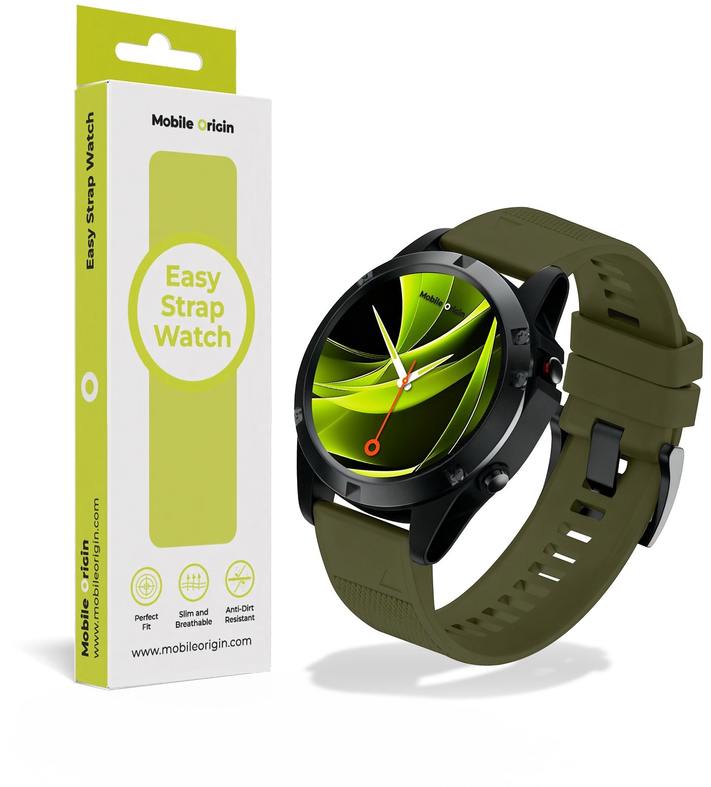 Mobile Origin Easy Strap Quick Fit for Garmin, 22mm Dark Green