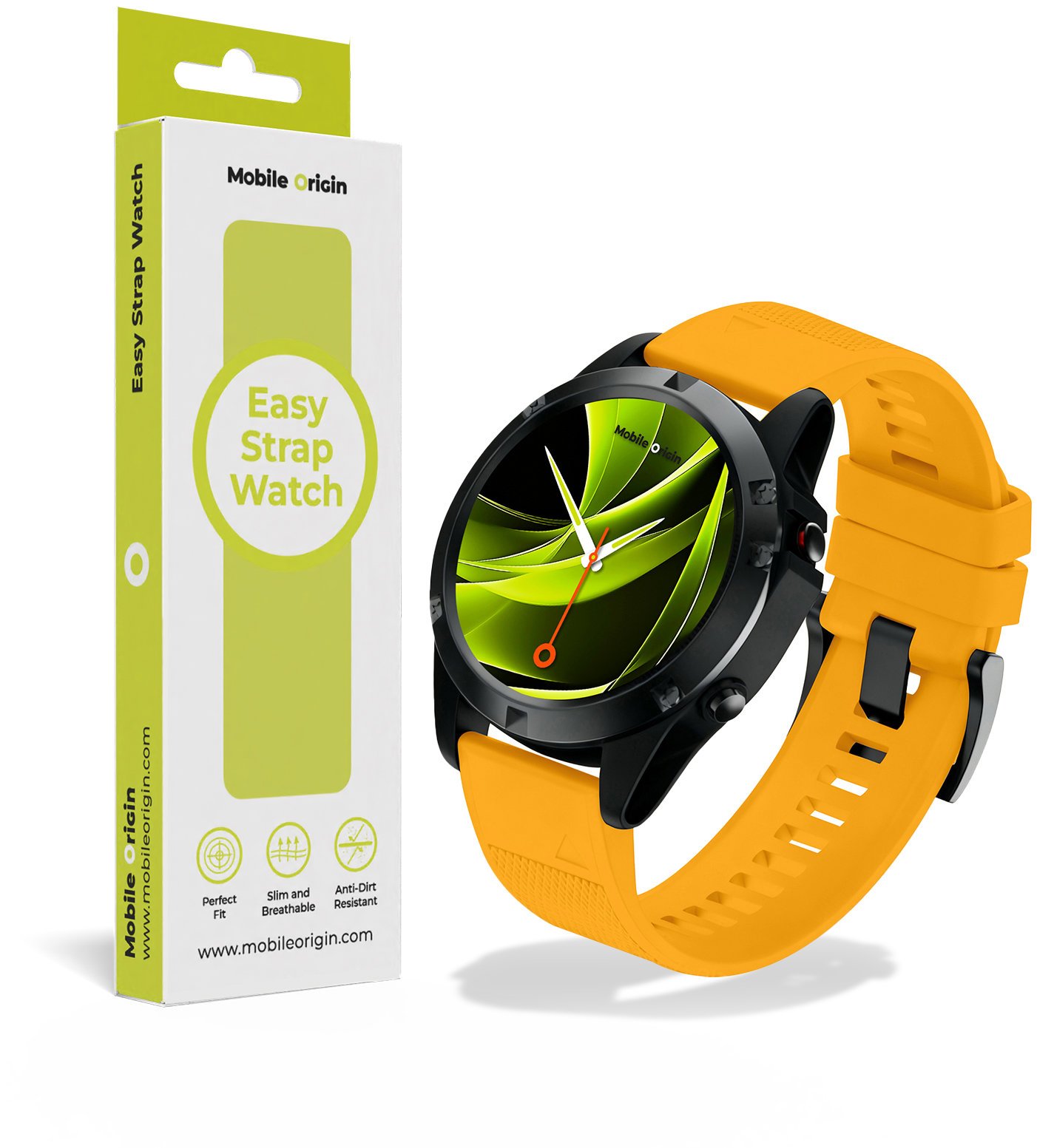 Mobile Origin Easy Strap Quick Fit for Garmin, 22mm Yellow