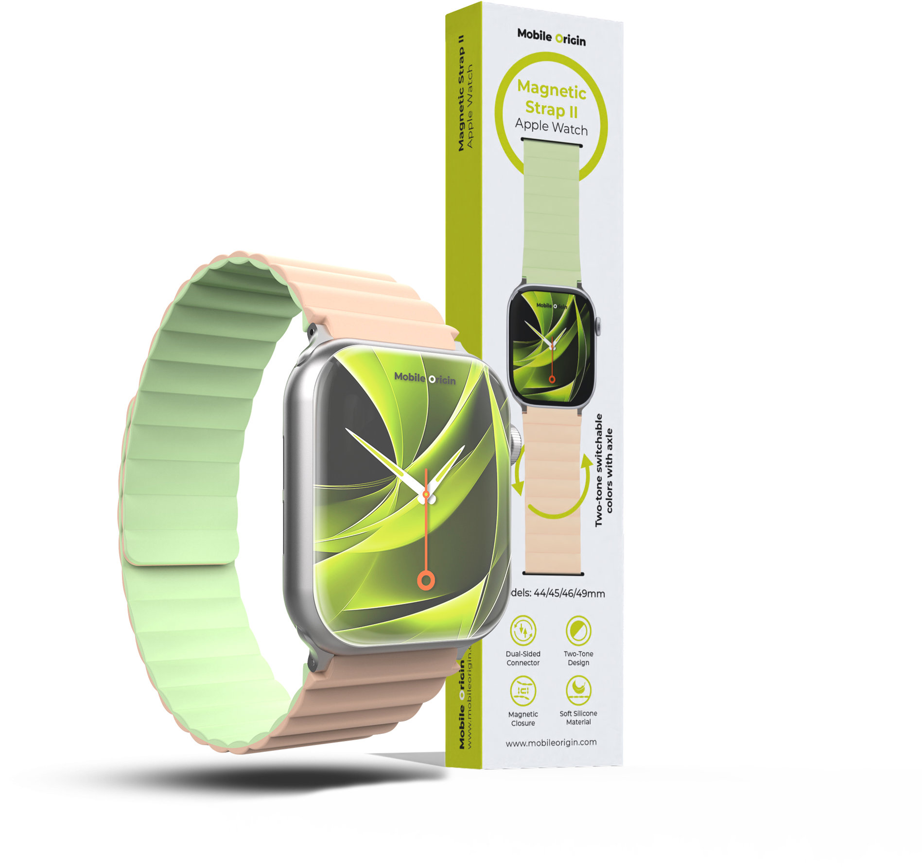 Mobile Origin Magnetic Band II Apple Watch 49mm/46mm/45mm/44mm Pink/Light Green