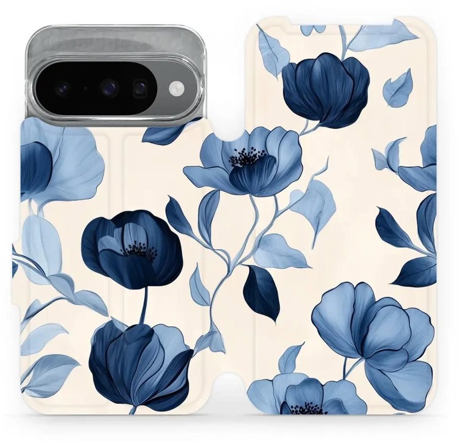 Mobiwear flip knížkové pro Google Pixel 10 - Modré květy