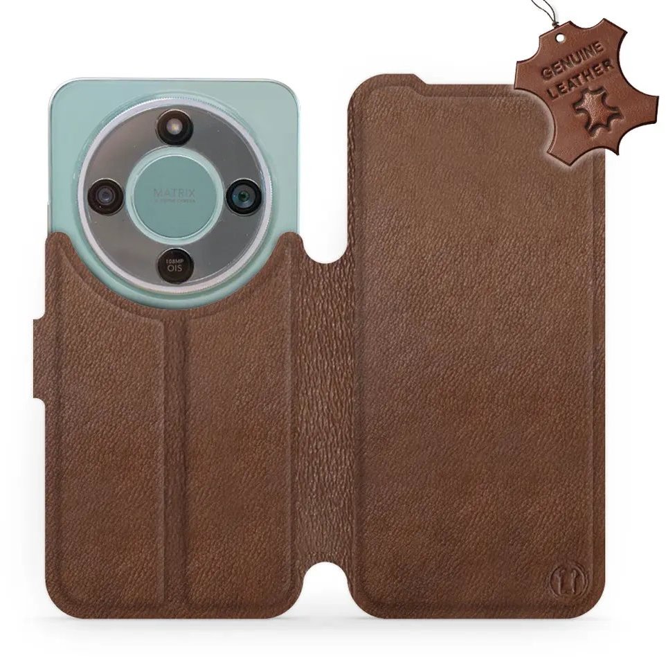 Mobiwear Kožené flip pouzdro pro Honor Magic8 Lite - hnědé
