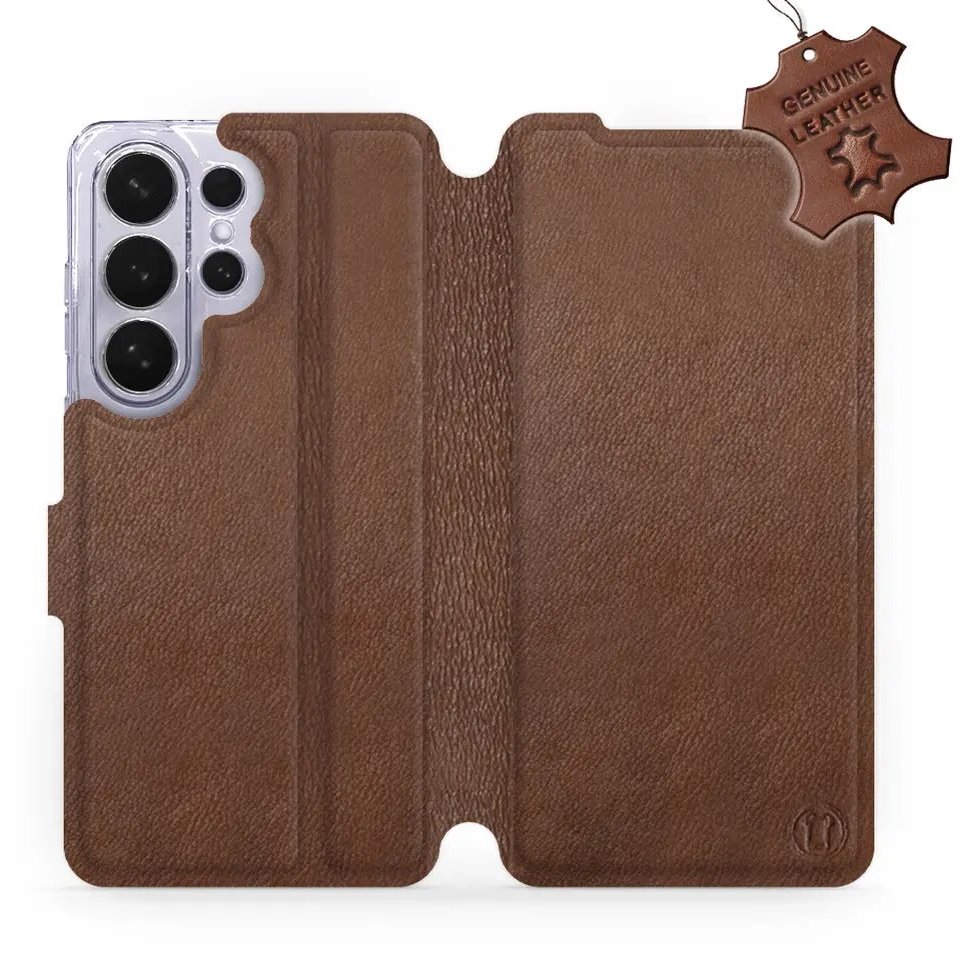 Mobiwear Kožené flip pouzdro pro Samsung Galaxy S26 Ultra - hnědé