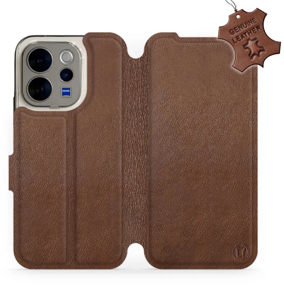 Mobiwear Kožené flip pouzdro pro Vivo V70 - hnědé