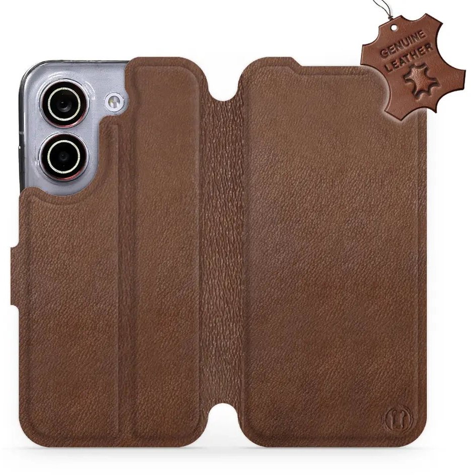 Mobiwear Kožené flip pouzdro pro Xiaomi POCO X8 Pro - hnědé