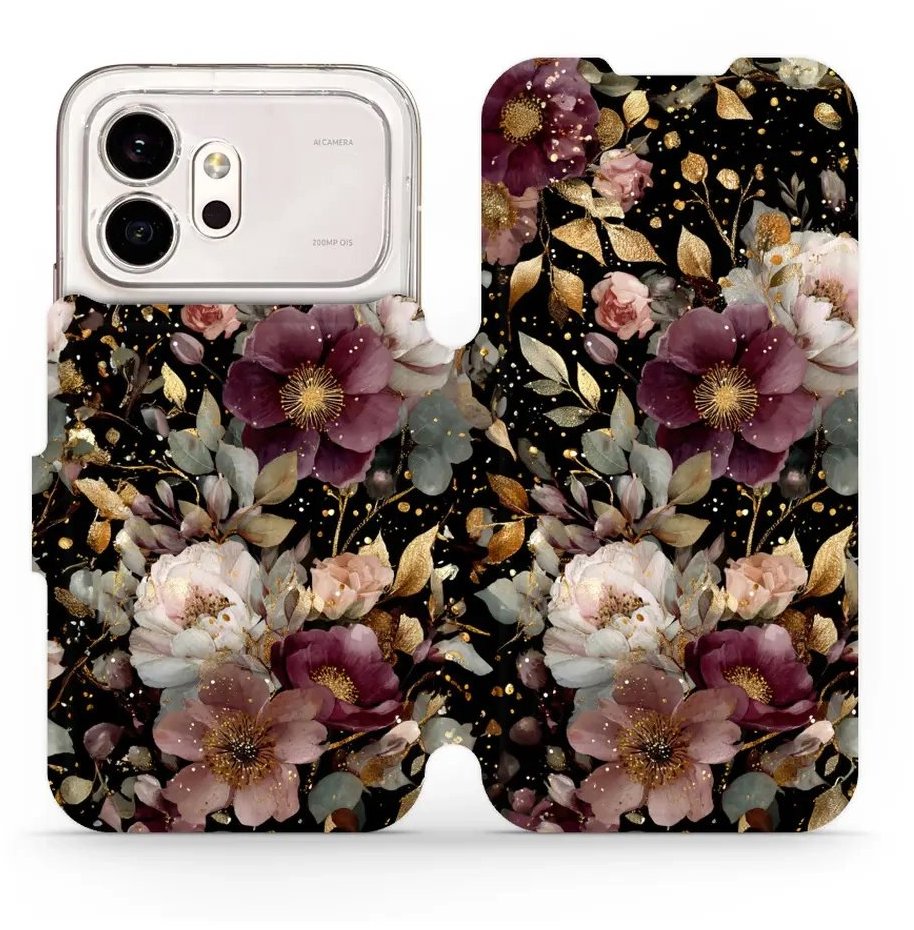 Mobiwear Flip pouzdro pro Honor 600 - V169S zlatavé kvítky