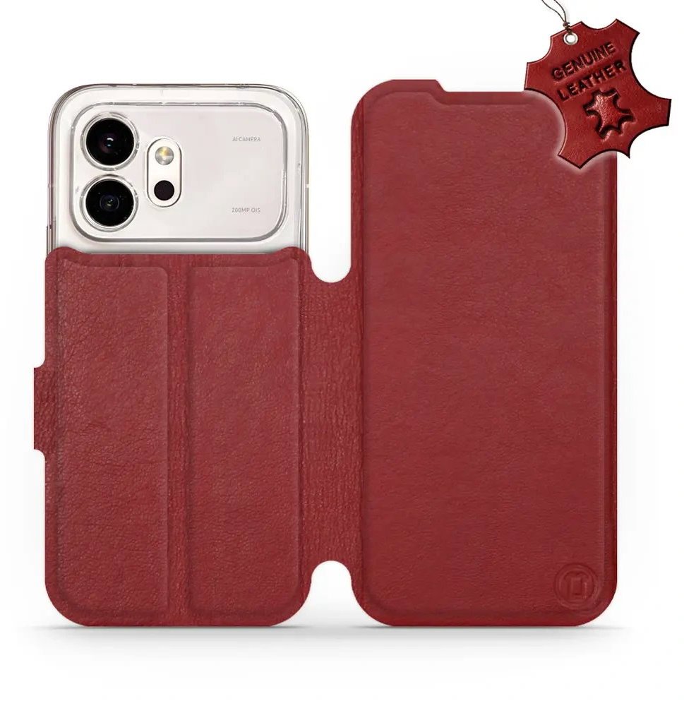 Mobiwear Kožené flip pouzdro pro Honor 600 - červené
