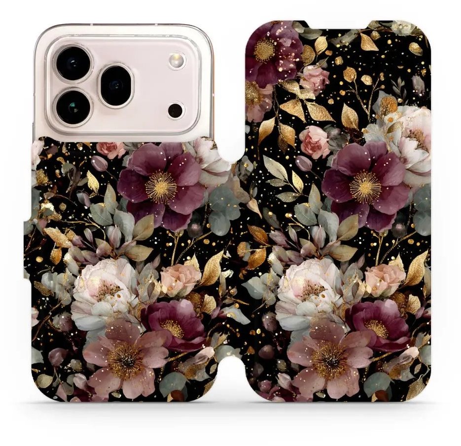 Mobiwear Flip pouzdro pro Honor 600 Pro - V169S zlatavé kvítky