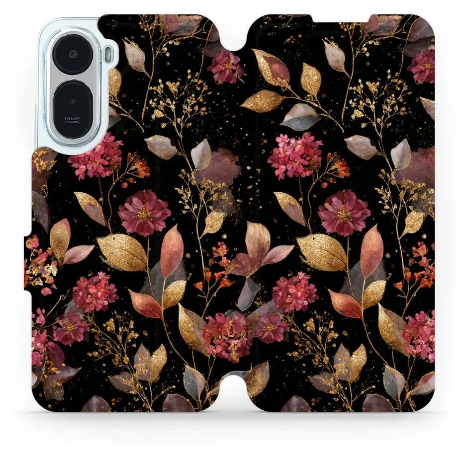 Mobiwear Flip pouzdro pro Xiaomi Redmi A7 Pro - V171S zlatavé lístky
