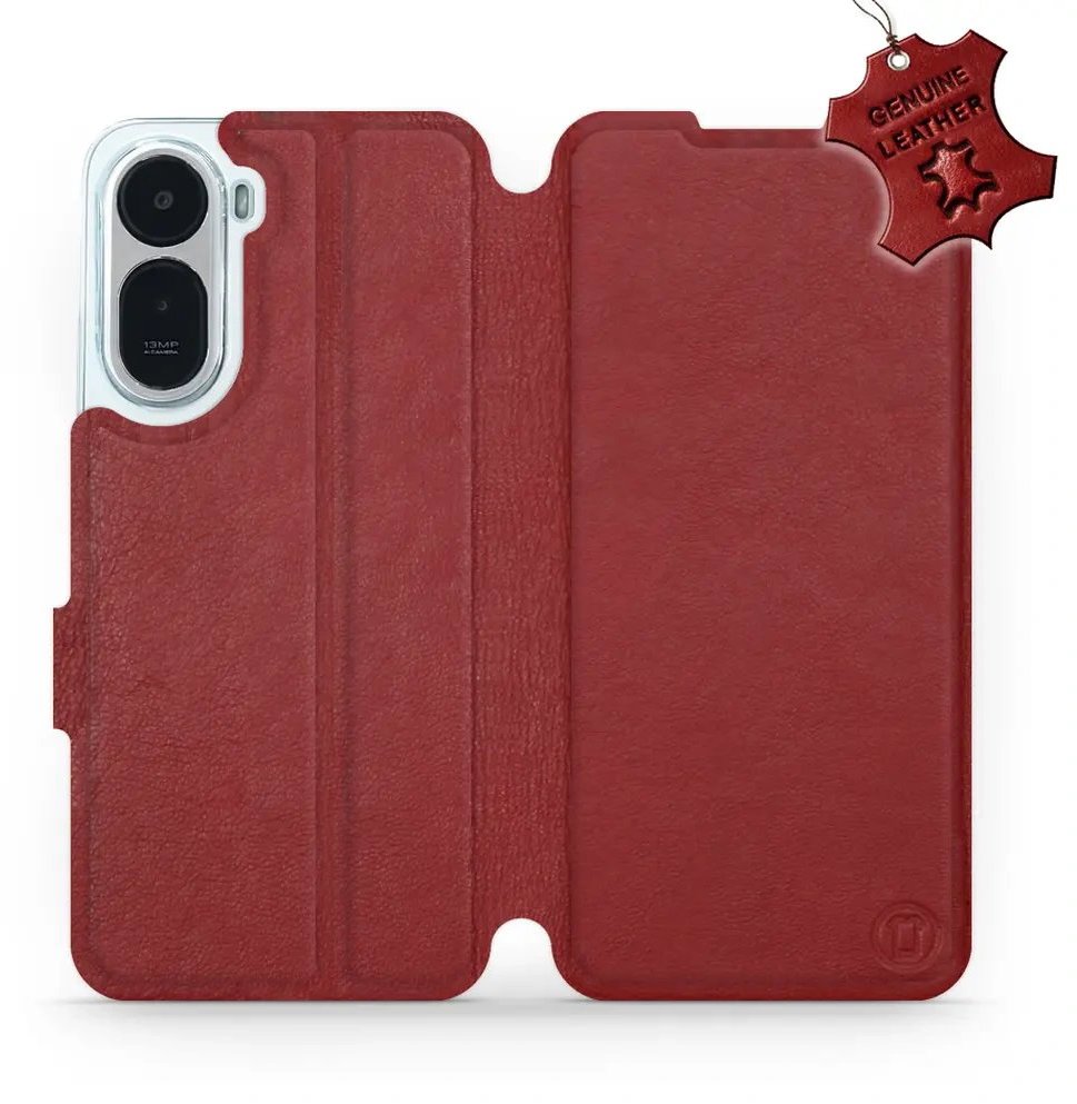 Mobiwear Kožené flip pouzdro pro Xiaomi Redmi A7 Pro - červené