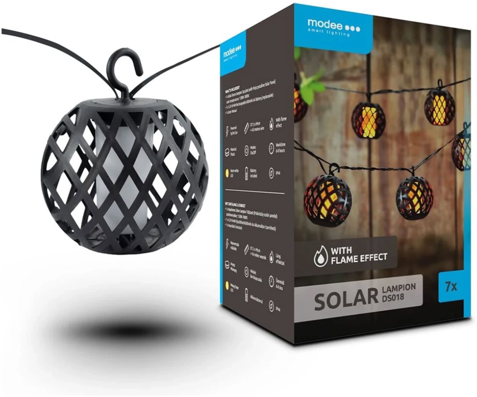 Modee Lightning Solární svítidlo DS018 lampiony 7 ks, 4,8 m