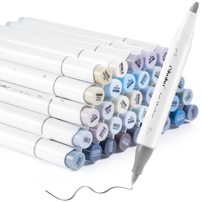 OHUHU oboustranné Brush Chisel 36 ks šedé + blender