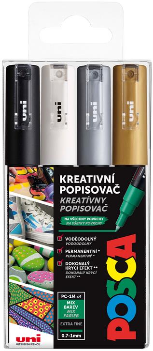 UNI Posca 1M 4 ks - kvalitní fix pro psaní a popisování