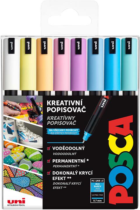 UNI Posca 1MR 8 ks pastelové