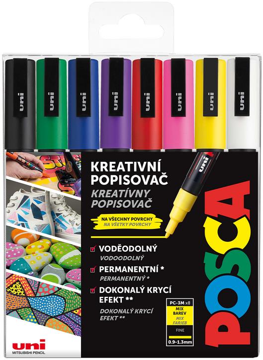 UNI Posca 3M 8 ks základní - kvalitní fixy a popisovače