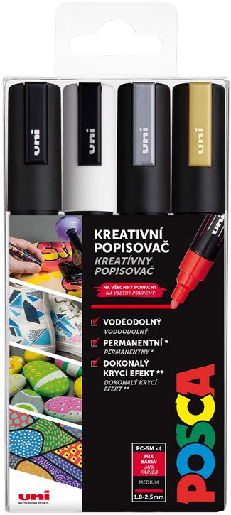 UNI Posca 5M 4 ks - kvalitní produkt pro kancelářské potřeby