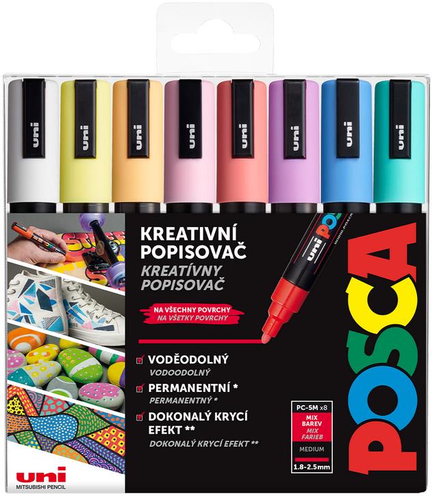 UNI Posca 5M 8 ks pastelové