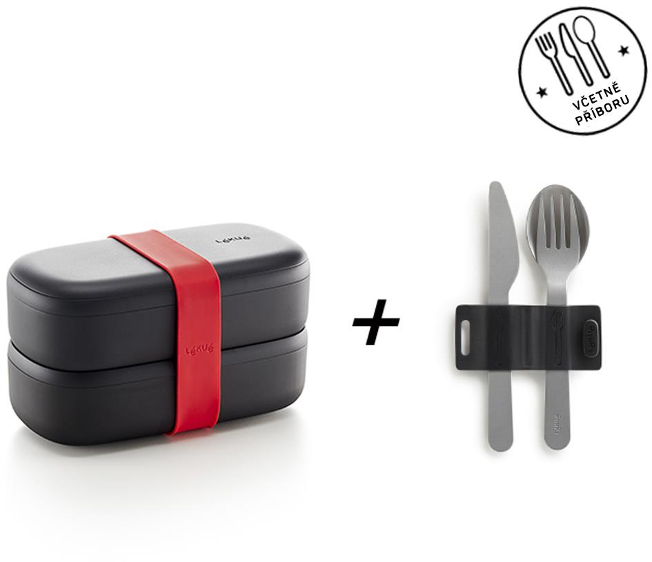 Lékué Sada svačinový box Lunch Box To Go + Příbory Basic To Go Limited Edition
