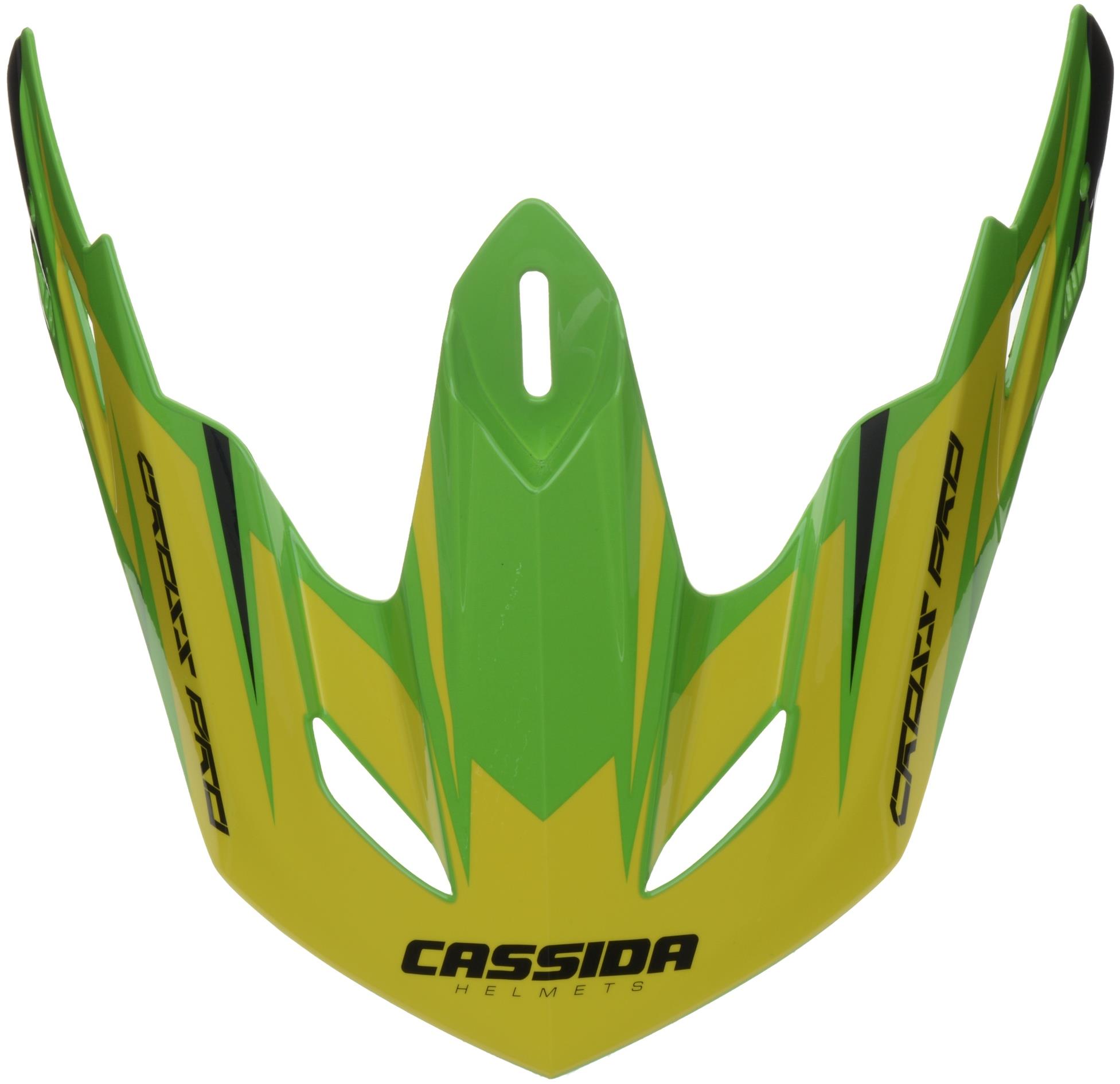 CASSIDA kšilt pro přilby Cross Pro, zelená/žlutá fluo/černá, seriová délka kšiltu