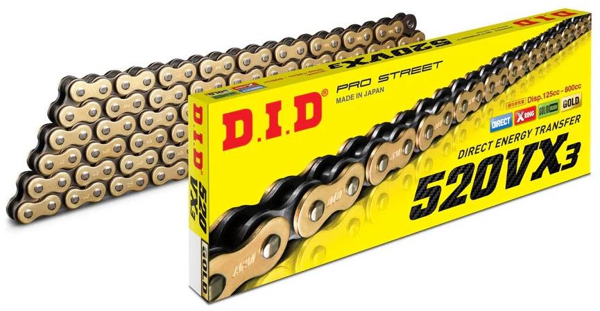 D.I.D Chain VX série X-Kroužkový řetěz 520VX3 110 L zlatý/černý
