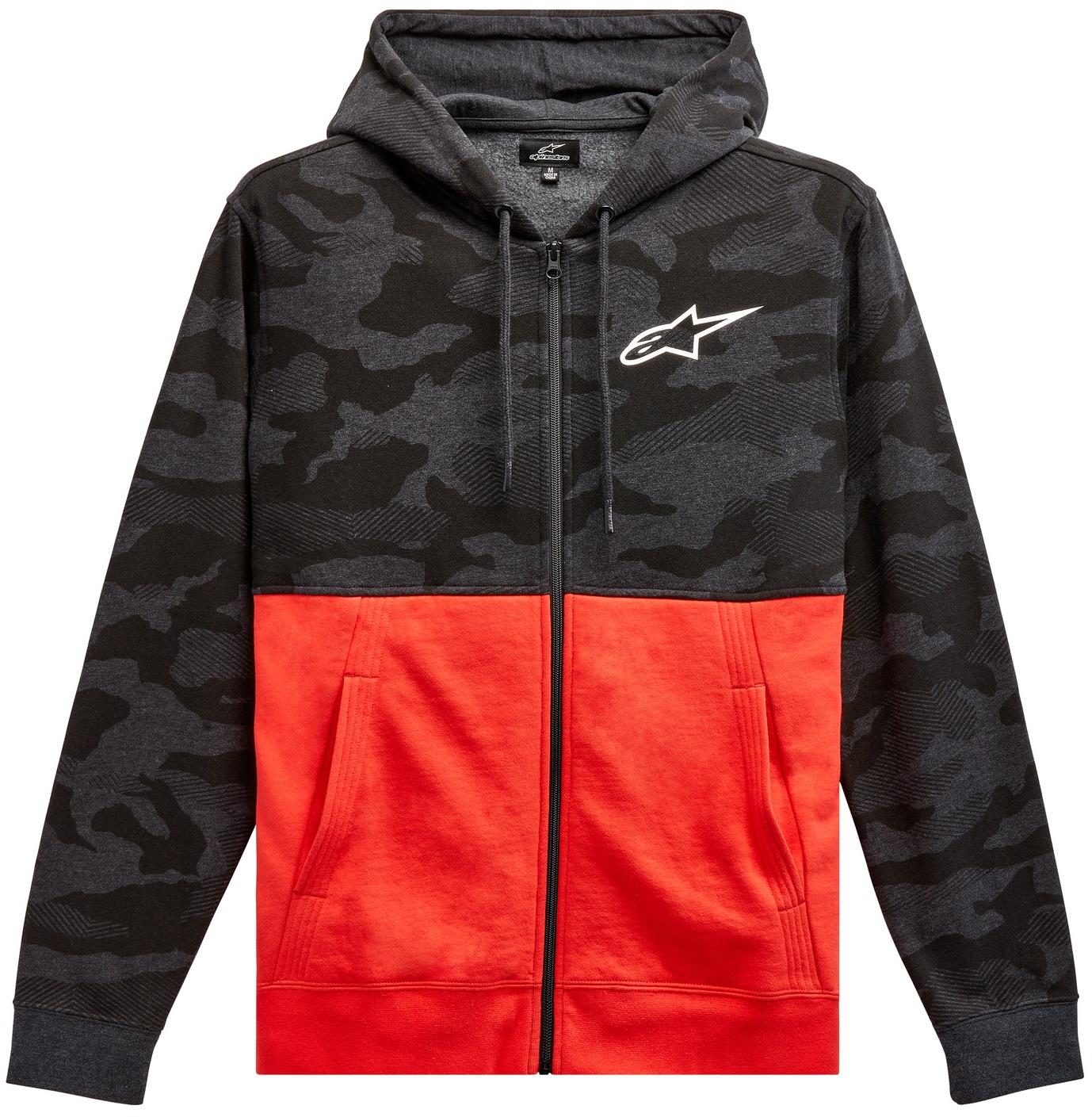 ALPINESTARS mikina Camo Block Hoodie, šedá camo/červená fluo, velikost L
