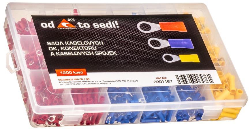 ACI sada izolovaných krimpovacích kabelových ok, konektorů faston, vidliček, a kabelových spojek (12
